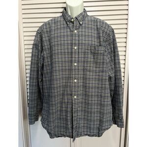 Mossimo Blue/Green Plaid Flannel Shirt Button Up Long‎ Sleeve Size Large Cotton